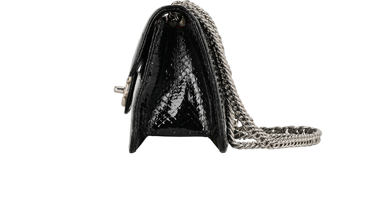 Classique Python Shoulder Bag, &pound;2,300, Handbags, Black, Patent Leather, Bottom view